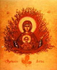 Jesus Christus als Engel des Herrn, der in Maria, dem brennenden Dornbusch, erscheint